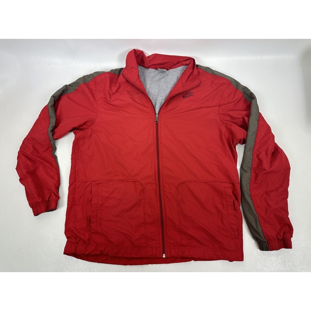 NIKE Full Zip Windbreaker Jacket Lined Red Size XL‎